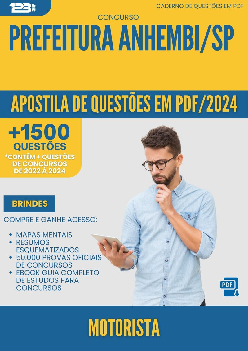 Apostila de Questões para Concurso Motorista da Prefeitura Anhembi Sp 2024 - Mais de 1.500 Questões
