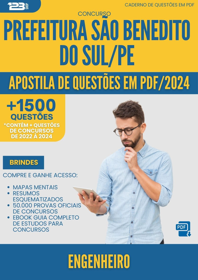Apostila de Questões para Concurso Engenheiro da Prefeitura Sao Benedito Do Sul Pe 2024 - Mais de 1.500 Questões