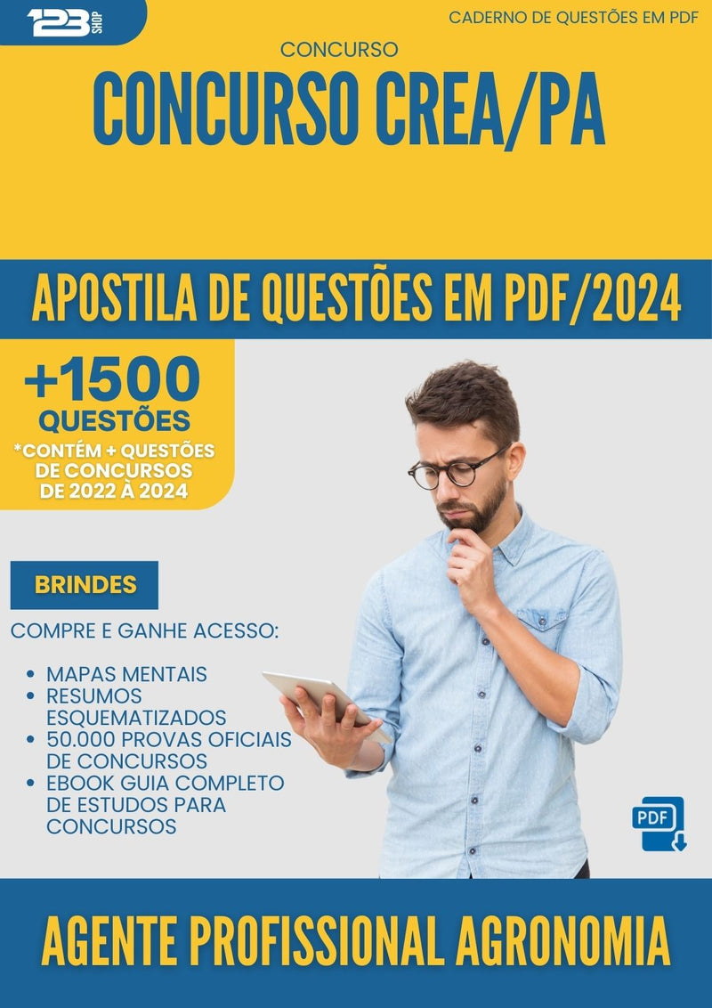 Apostila de Questões para Concurso Crea Pa 2024 Agente Profissional Agronomia - Mais de 1.500 Questões