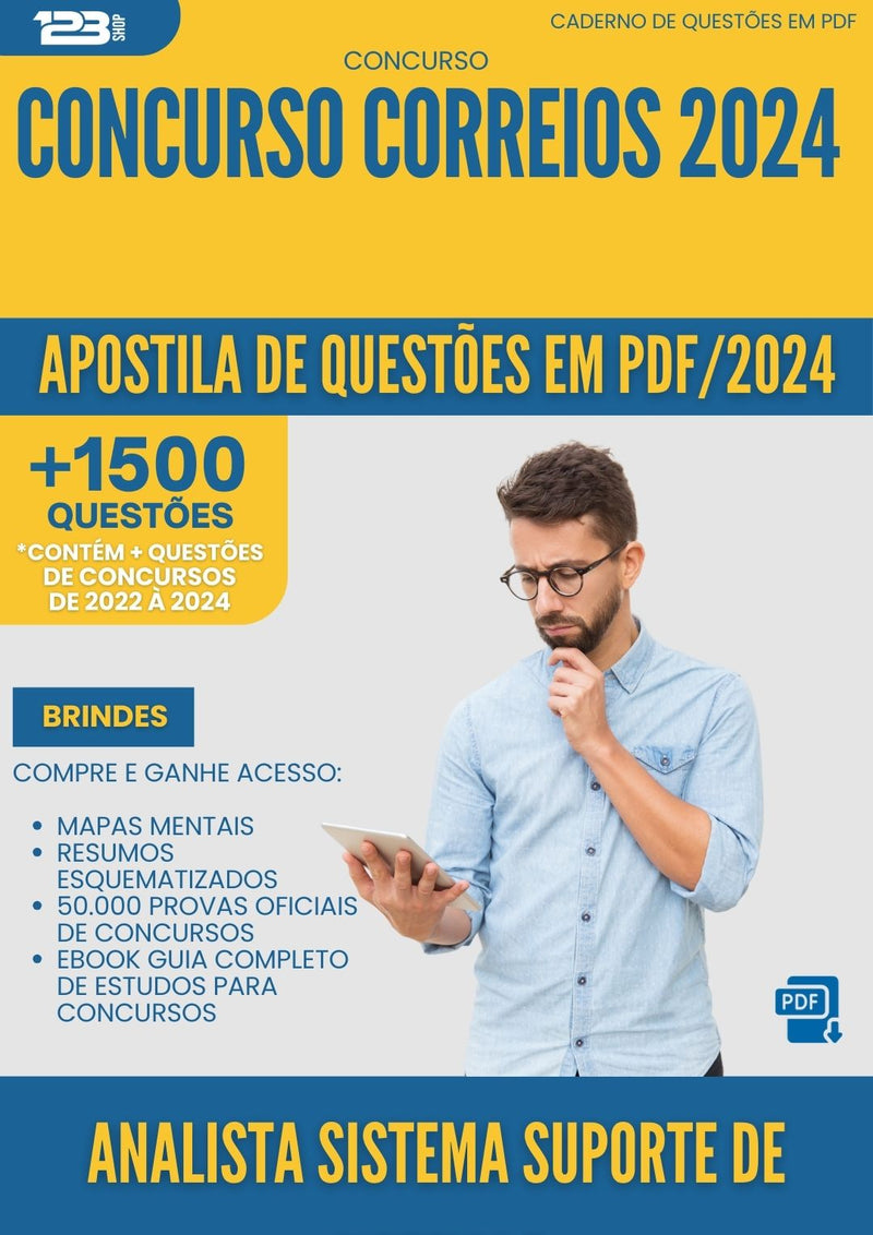 Apostila de Questões para Concurso Analista Sistema Suporte De Sistemas Correios 2024 - Mais de 1.500 Questões