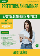 Apostila Teórica para Concurso Escriturario da Prefeitura Anhembi Sp 2024 - Conteúdo de Acordo com Edital