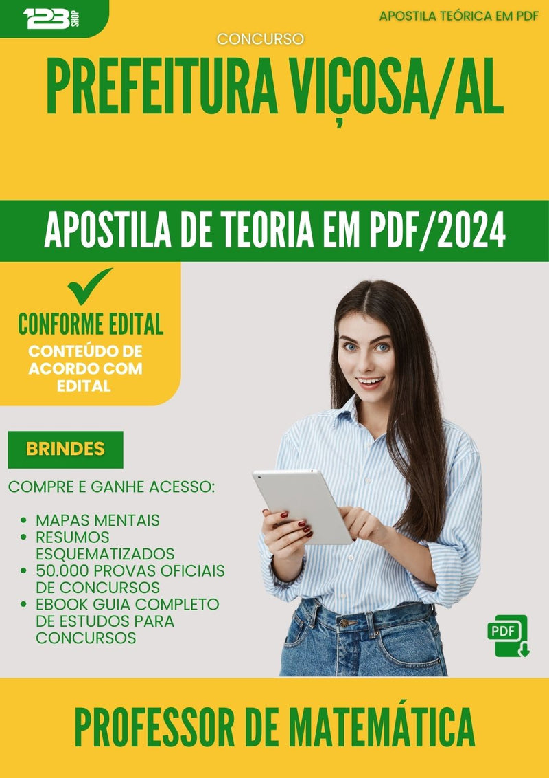 Apostila Teórica para Concurso Professor De Matematica da Prefeitura Vicosa Al 2024 - Conteúdo de Acordo com Edital
