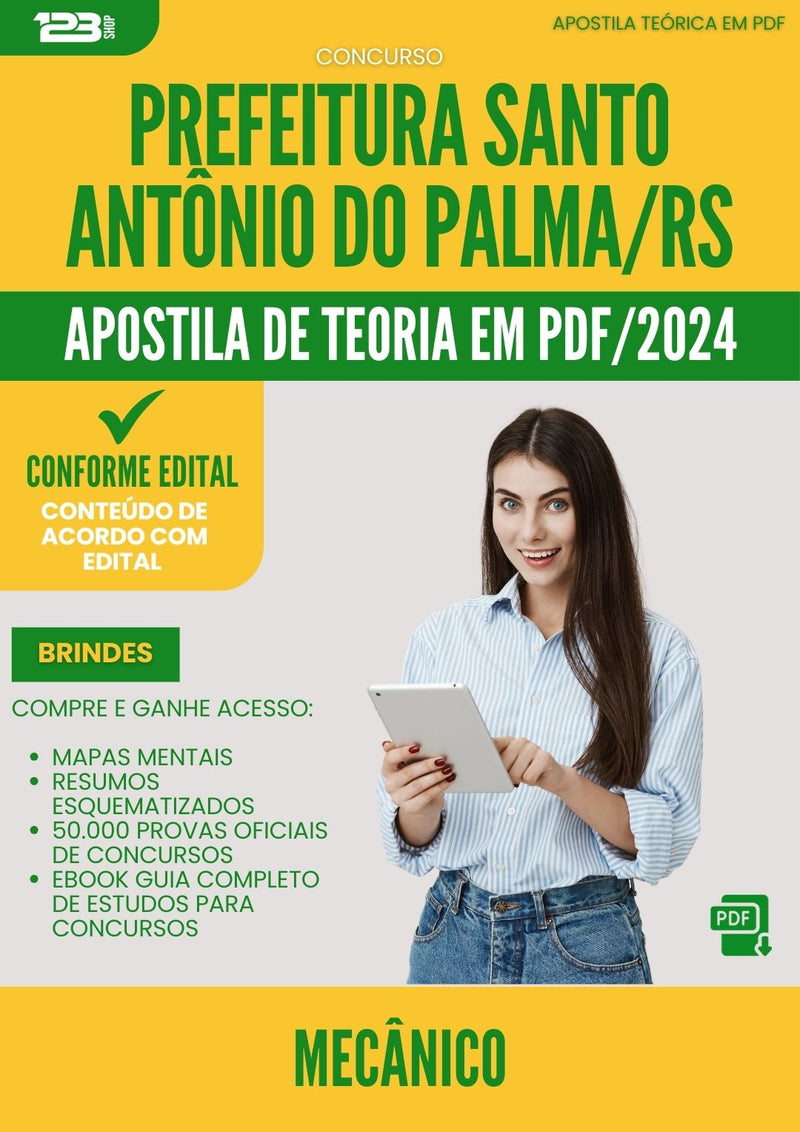 Apostila Teórica para Concurso Mecanico Santo Antonio Do da Prefeitura Palma Rs 2024 - Conteúdo de Acordo com Edital