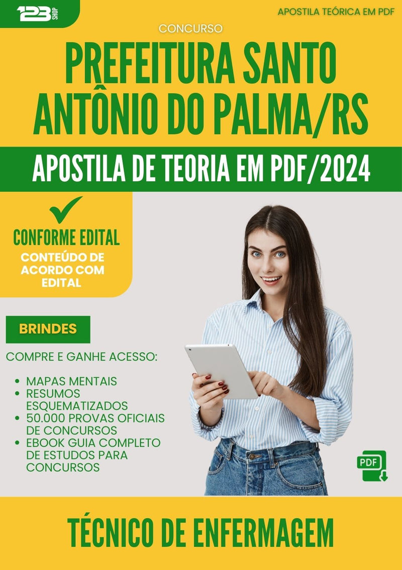 Apostila Teórica para Concurso Tecnico De Enfermagem Santo Antonio Do da Prefeitura Palma Rs 2024 - Conteúdo de Acordo com Edital
