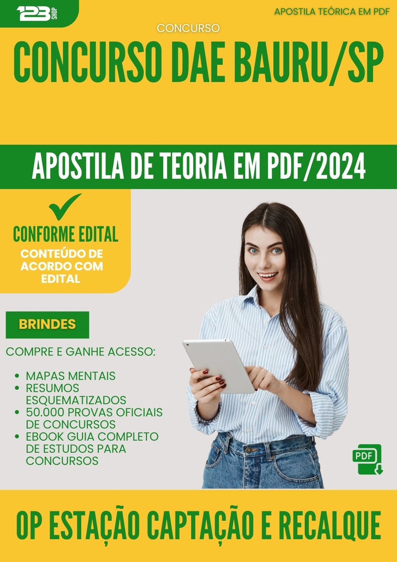 Apostila Teórica para Concurso Operador Estacao Captacao Recalque Dae da Prefeitura Bauru 2024 - Conteúdo de Acordo com Edital