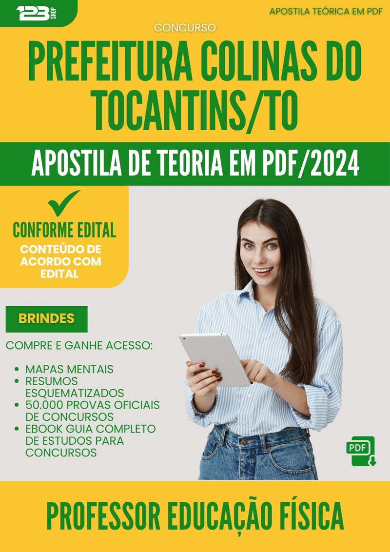Apostila Teórica para Concurso Professor Educacao Fisica da Prefeitura Colinas Do Tocantins To 2024 - Conteúdo de Acordo com Edital