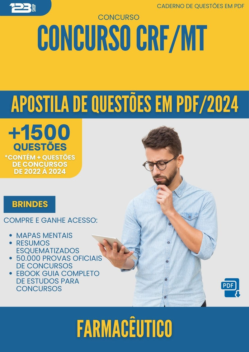 Apostila de Questões para Concurso Farmaceutico Crf Mt 2024 - Mais de 1.500 Questões