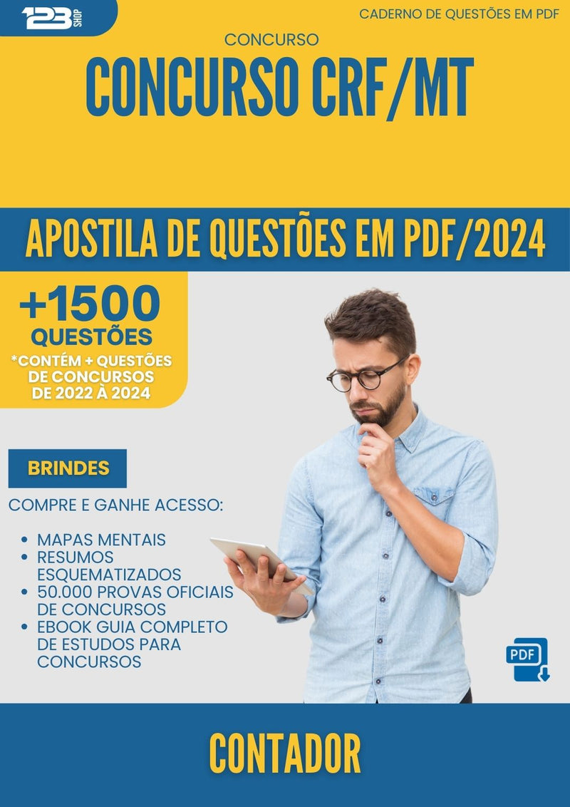Apostila de Questões para Concurso Contador Crf Mt 2024 - Mais de 1.500 Questões