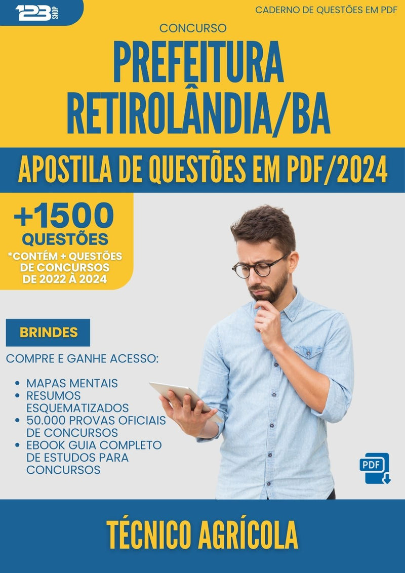 Apostila de Questões para Concurso Tecnico Agricola da Prefeitura Retirolandia Ba 2024 - Mais de 1.500 Questões