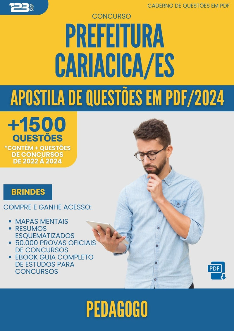 Apostila de Questões para Concurso Pedagogo da Prefeitura Cariacica Es 2024 - Mais de 1.500 Questões