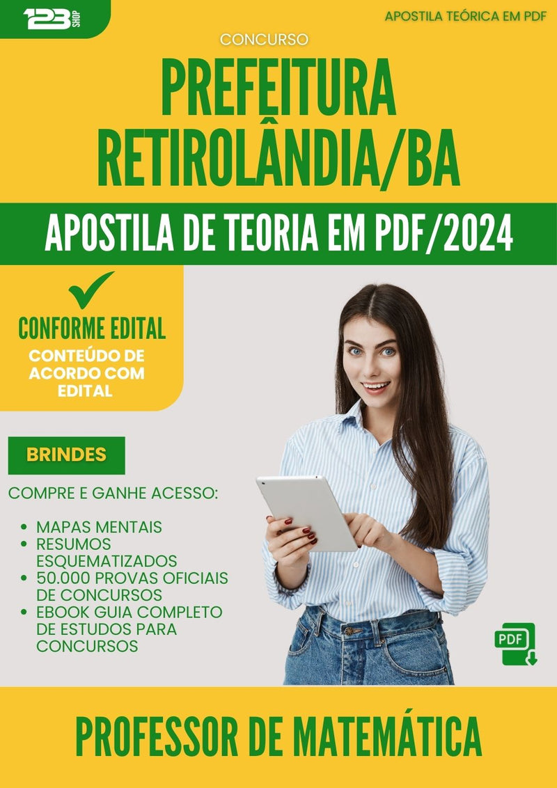 Apostila Teórica para Concurso Professor De Matematica da Prefeitura Retirolandia Ba 2024 - Conteúdo de Acordo com Edital