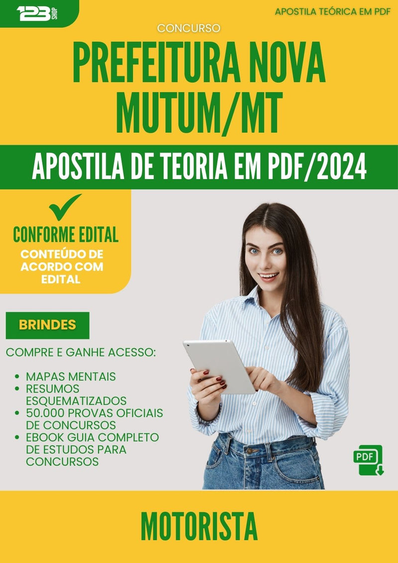Apostila Teórica para Concurso Motorista Nova da Prefeitura Mutum Mt 2024 - Conteúdo de Acordo com Edital