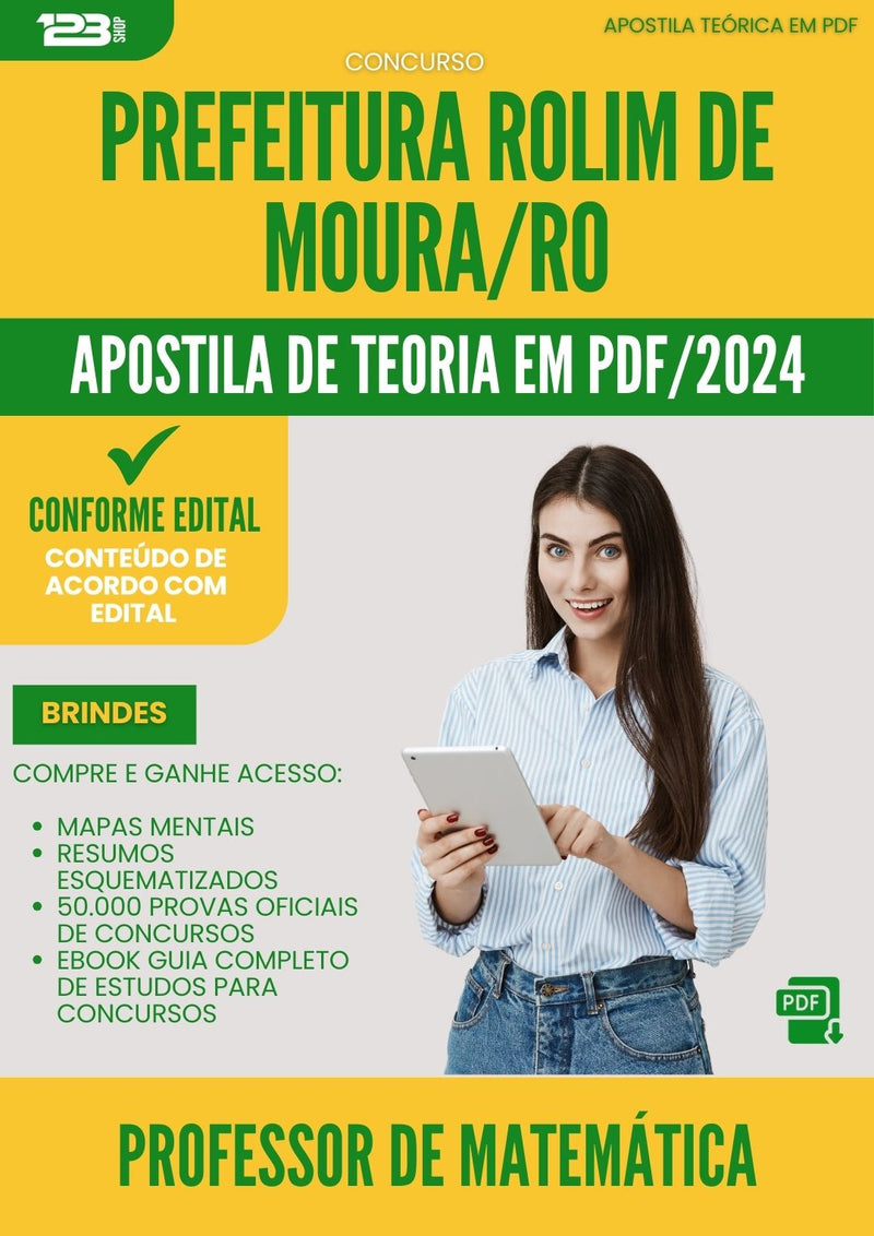 Apostila Teórica para Concurso Professor De Matematica da Prefeitura Rolim De Moura Ro 2024 - Conteúdo de Acordo com Edital