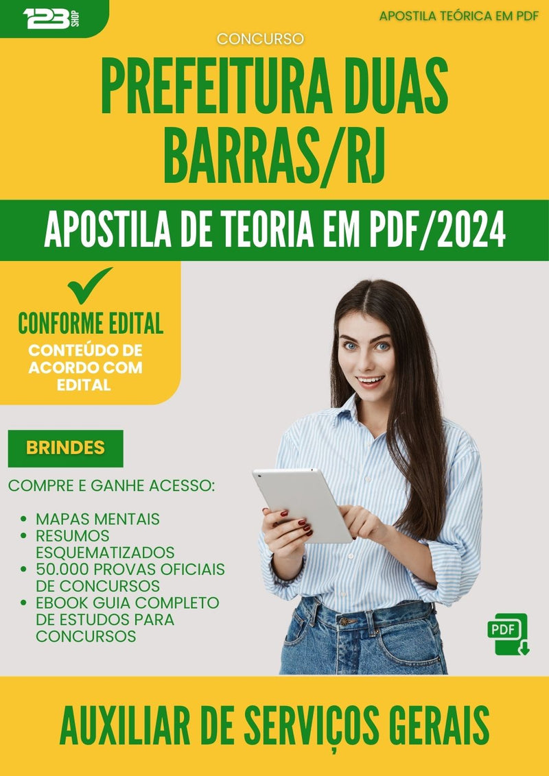 Apostila Teórica para Concurso Auxiliar De Servicos Gerais Duas da Prefeitura Barras Rj 2024 - Conteúdo de Acordo com Edital