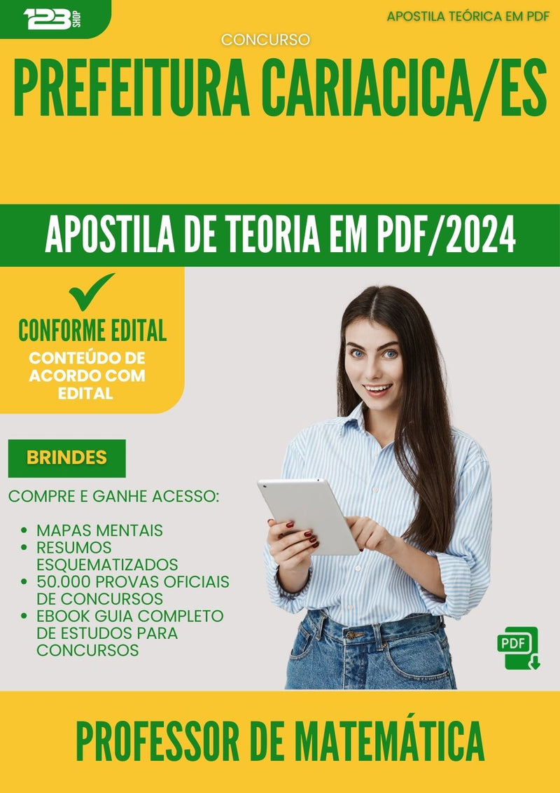 Apostila Teórica para Concurso Professor De Matematica da Prefeitura Cariacica Es 2024 - Conteúdo de Acordo com Edital