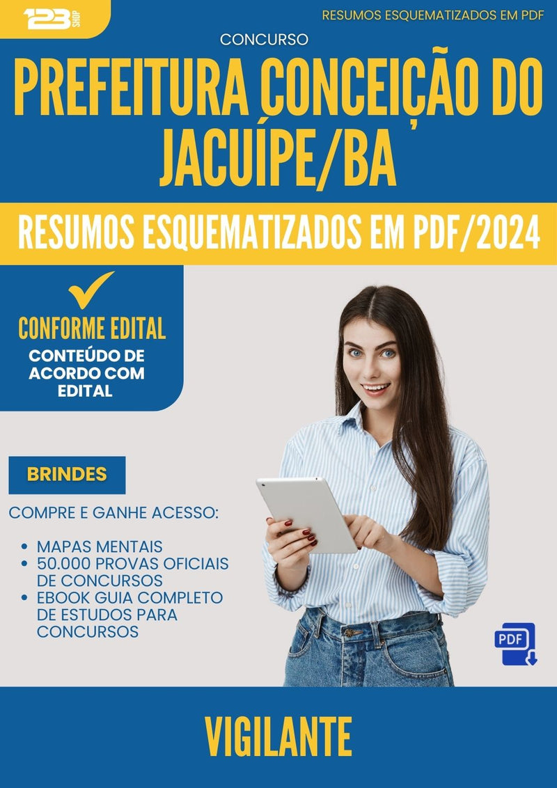 Resumos Esquematizados para Concurso Vigilante da Prefeitura Conceicao Do Jacuipe Ba 2024 - Conteúdo de Acordo com Edital