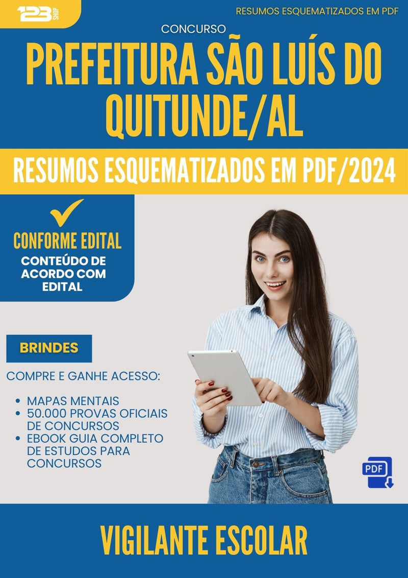 Resumos Esquematizados para Concurso Vigilante Escolar da Prefeitura Sao Luis Quitunde Al 2024 - Conteúdo de Acordo com Edital