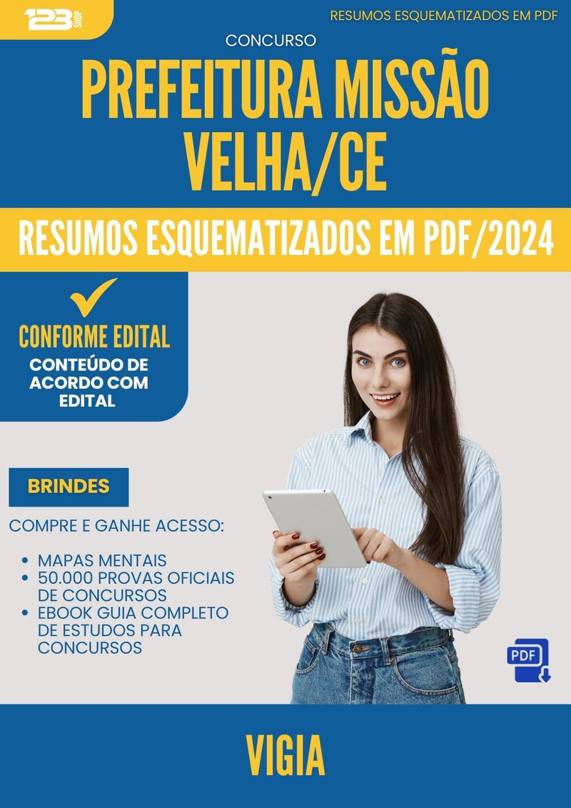 Resumos Esquematizados para Concurso Vigia da Prefeitura Missao Velha Ce 2024 - Conteúdo de Acordo com Edital