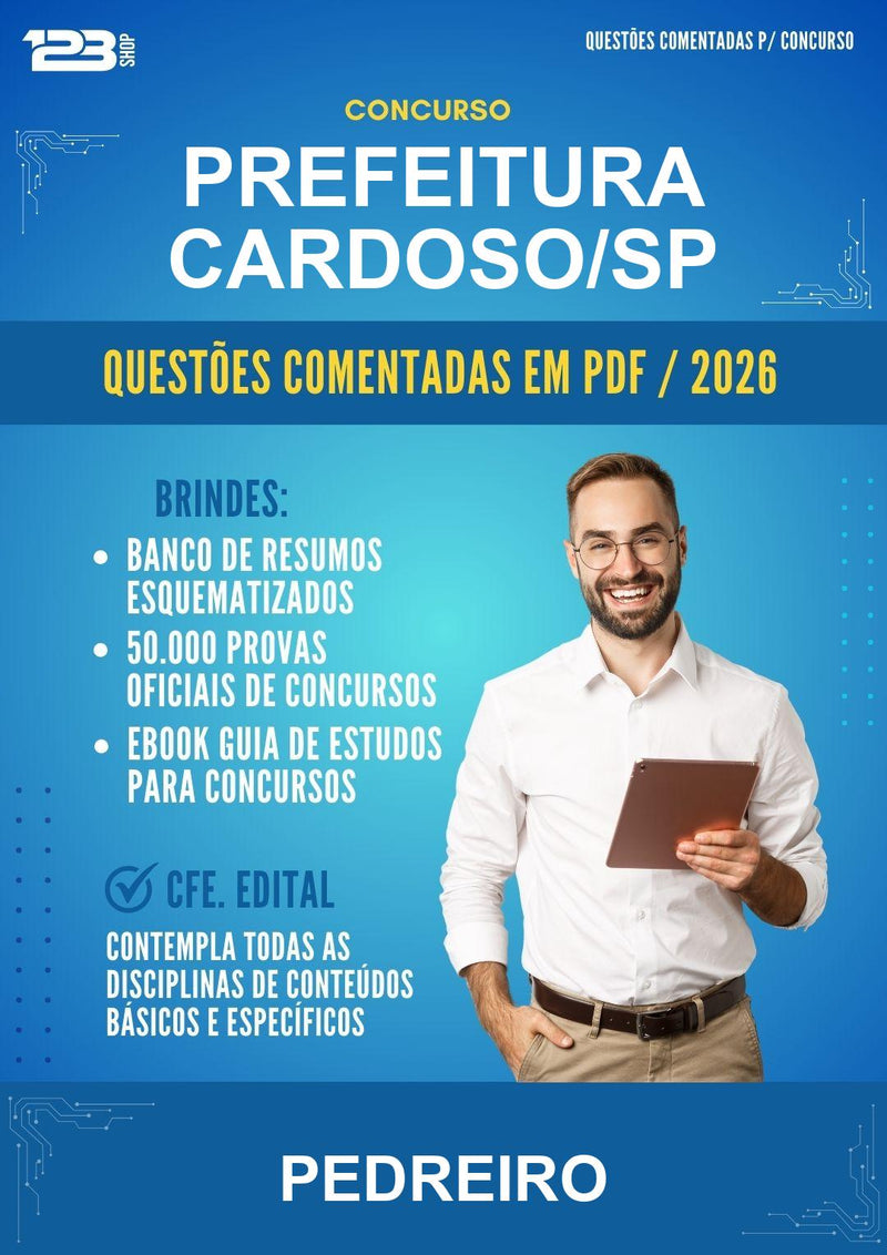 Questões Comentadas para o Concurso Prefeitura Cardoso/SP para Pedreiro - 400 Questões