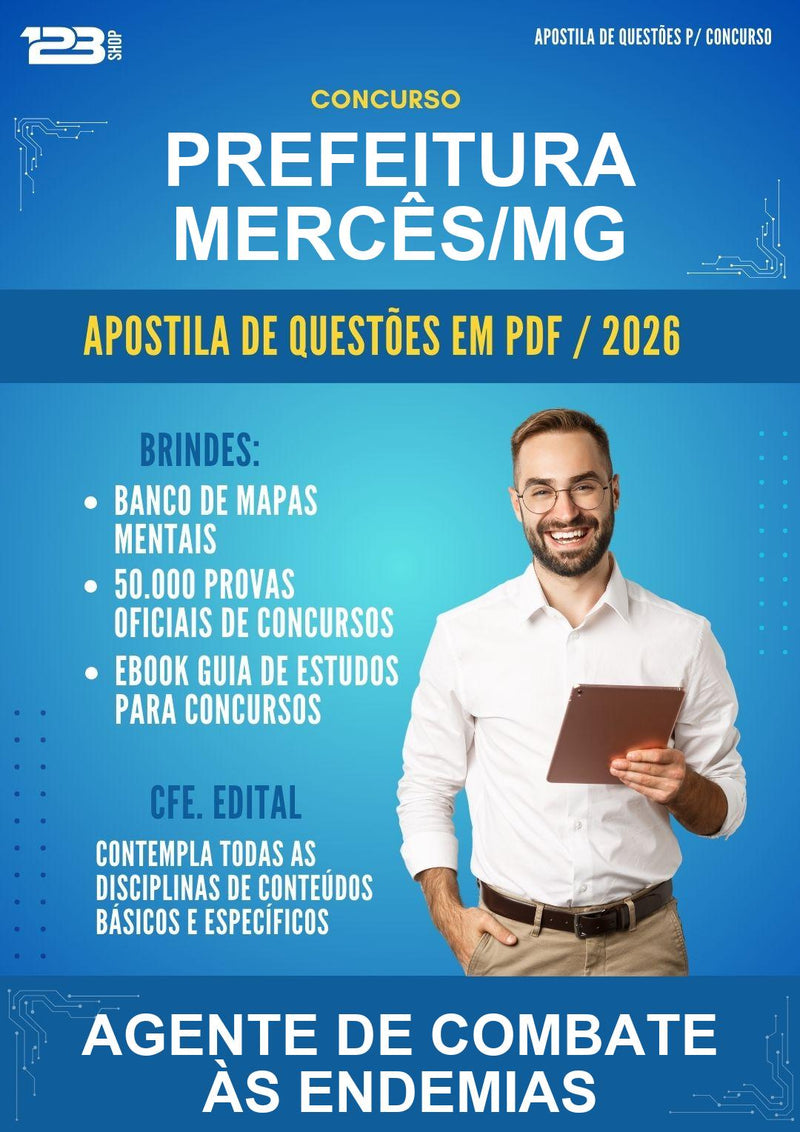 Apostila de Questões para o Concurso Prefeitura Mercês/MG para Agente de Combate Às Endemias - Mais de 3000 Questões
