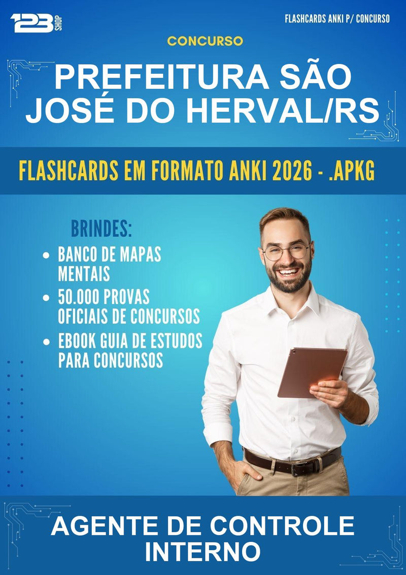 Flashcards Anki para o Concurso Prefeitura São José do Herval/RS para Agente de Controle Interno - 600 Flashcards