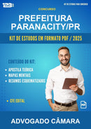Kit de Estudos para o Concurso Prefeitura Paranacity/PR para Advogado Câmara