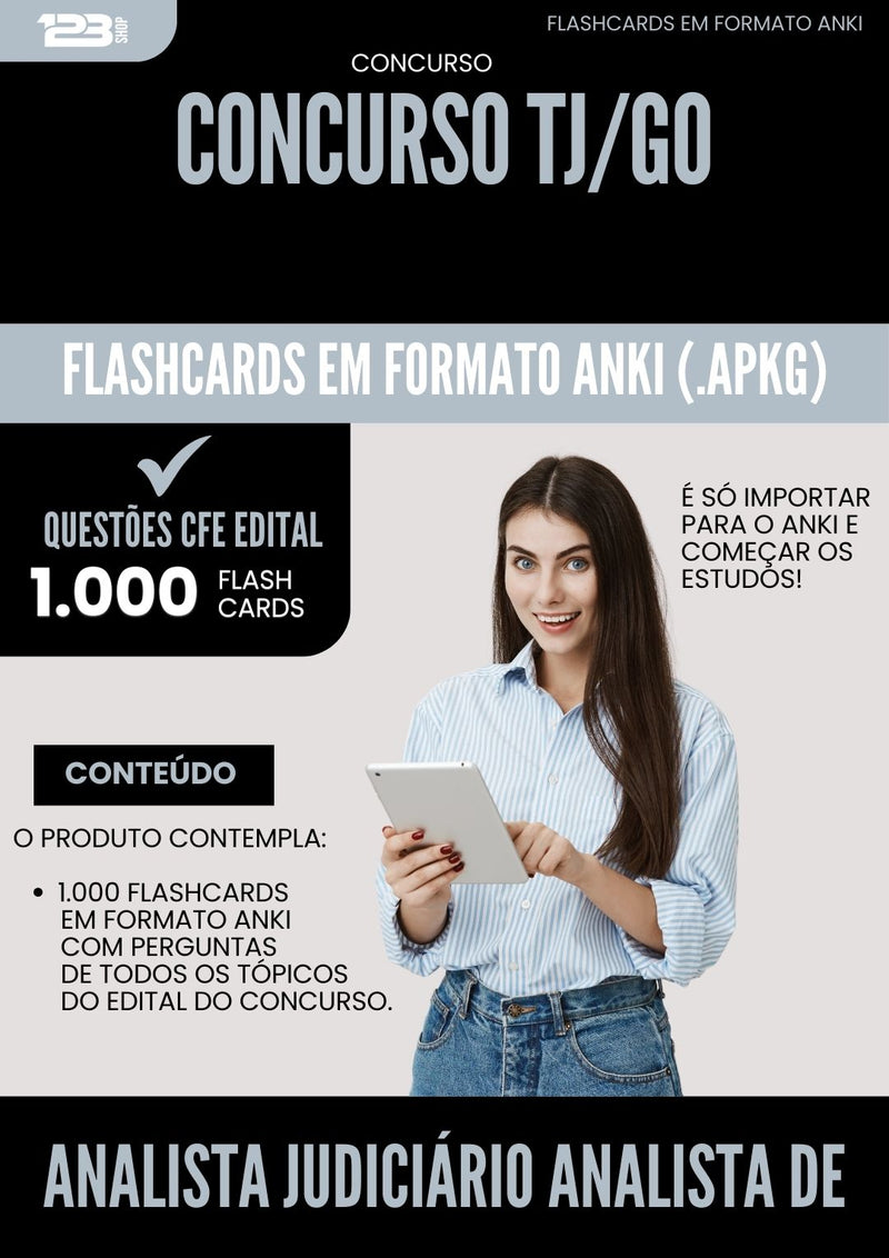 Flashcards para Concurso Analista Judiciario Analista De Sistemas Tj Go 2024 - 1.000 Flashcards de Acordo com Edital