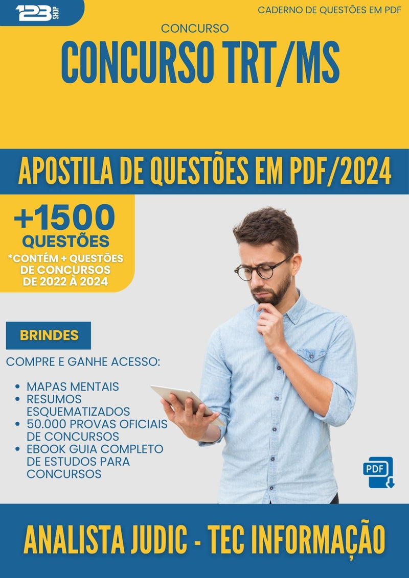 Apostila de Questões para Concurso Analista Judiciario Tecnologia Informacao Trt Ms 2024 - Mais de 1.500 Questões