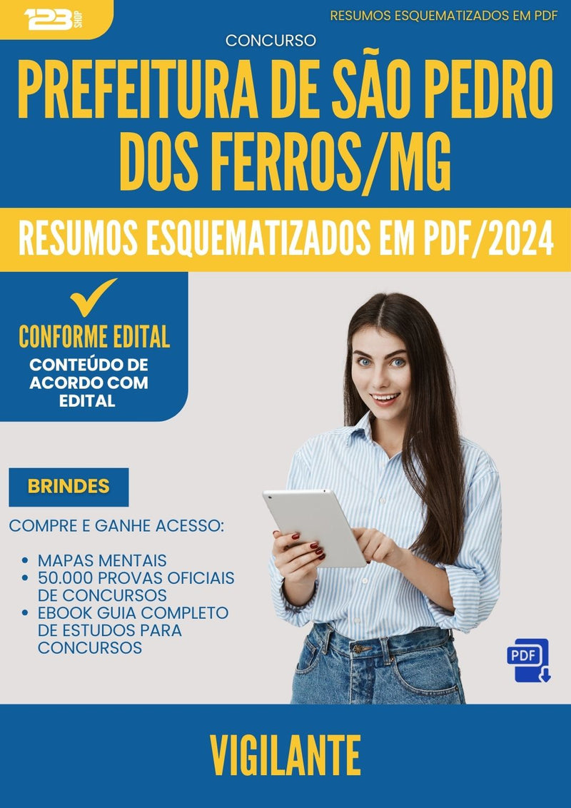 Resumos Esquematizados para Concurso Vigilante Sao Pedro Dos da Prefeitura Ferros Mg 2024 - Conteúdo de Acordo com Edital