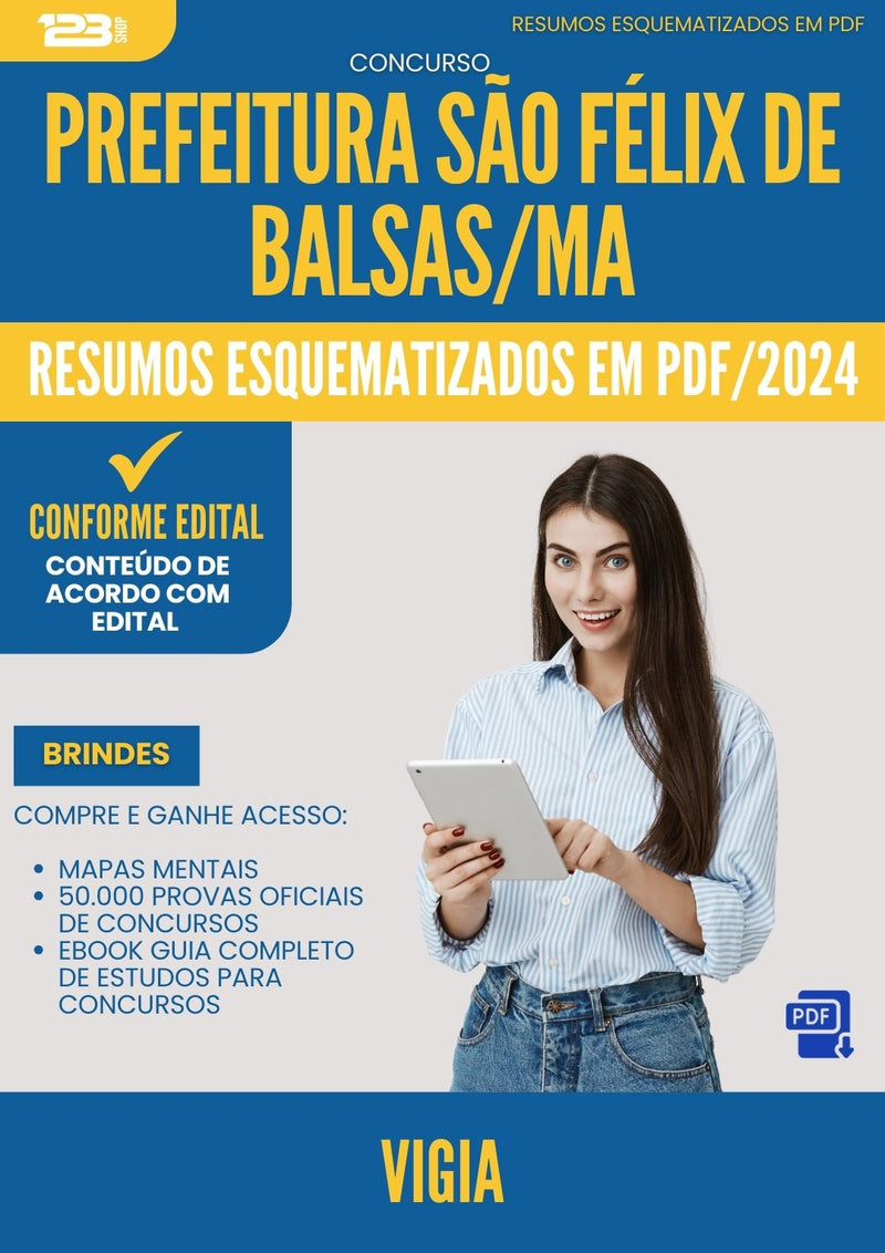 Resumos Esquematizados para Concurso Vigia Prefeitura Sao Felix De da Prefeitura Balsas Ma 2024 - Conteúdo de Acordo com Edital
