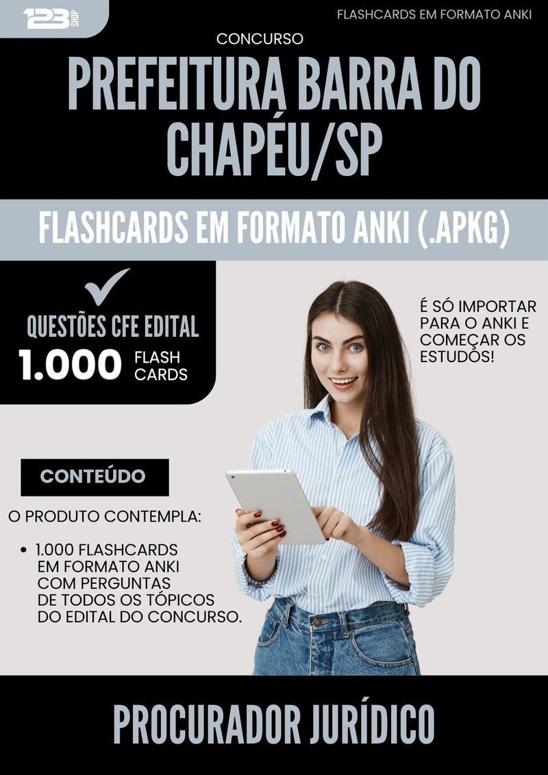 Flashcards para Concurso Procurador Juridico da Prefeitura Barra Do Chapeu Sp 2024 - 1.000 Flashcards de Acordo com Edital