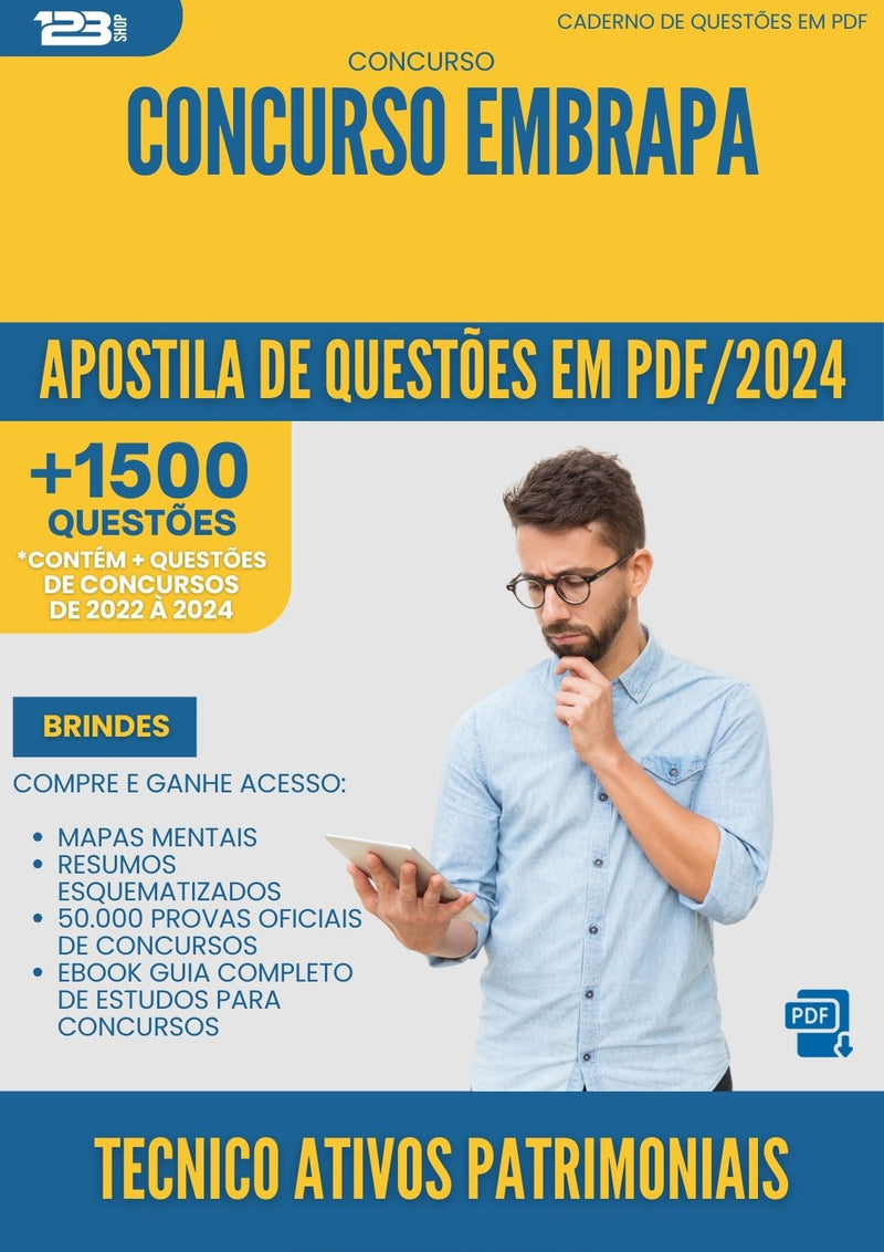 Apostila de Questões para Concurso Tecnico Ativos Patrimoniais Imobiliarios Embrapa 2025 - Mais de 1.500 Questões