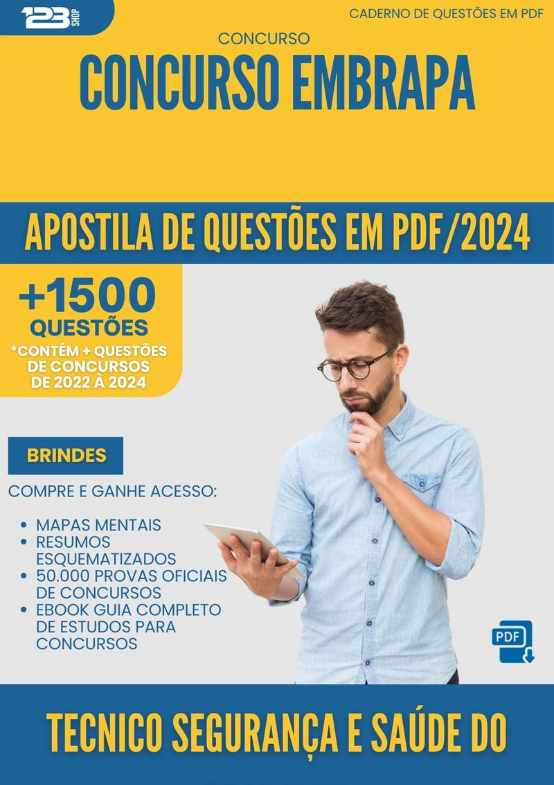 Apostila de Questões para Concurso Tecnico Seguranca E da Prefeitura Saude Do Trabalho Embrapa 2025 - Mais de 1.500 Questões
