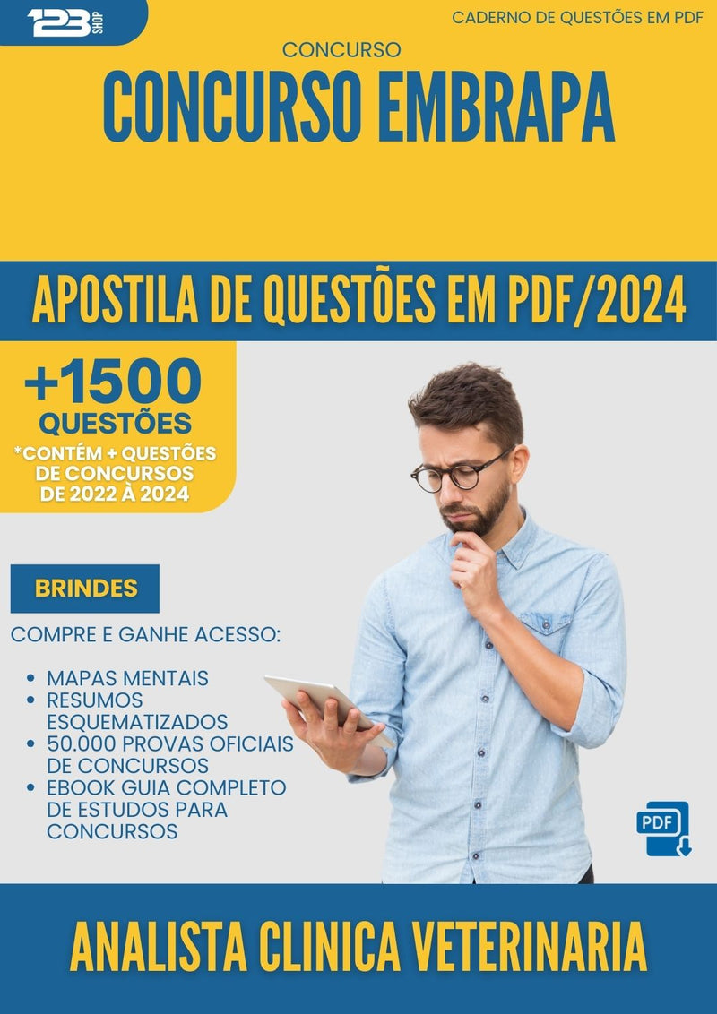 Apostila de Questões para Concurso Analista Clinica Veterinaria Embrapa 2025 - Mais de 1.500 Questões