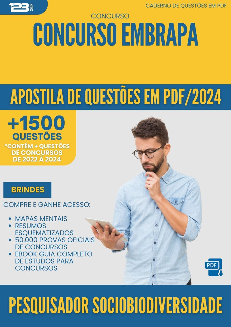 Apostila de Questões para Concurso Pesquisador Sociobiodiversidade Embrapa 2025 - Mais de 1.500 Questões