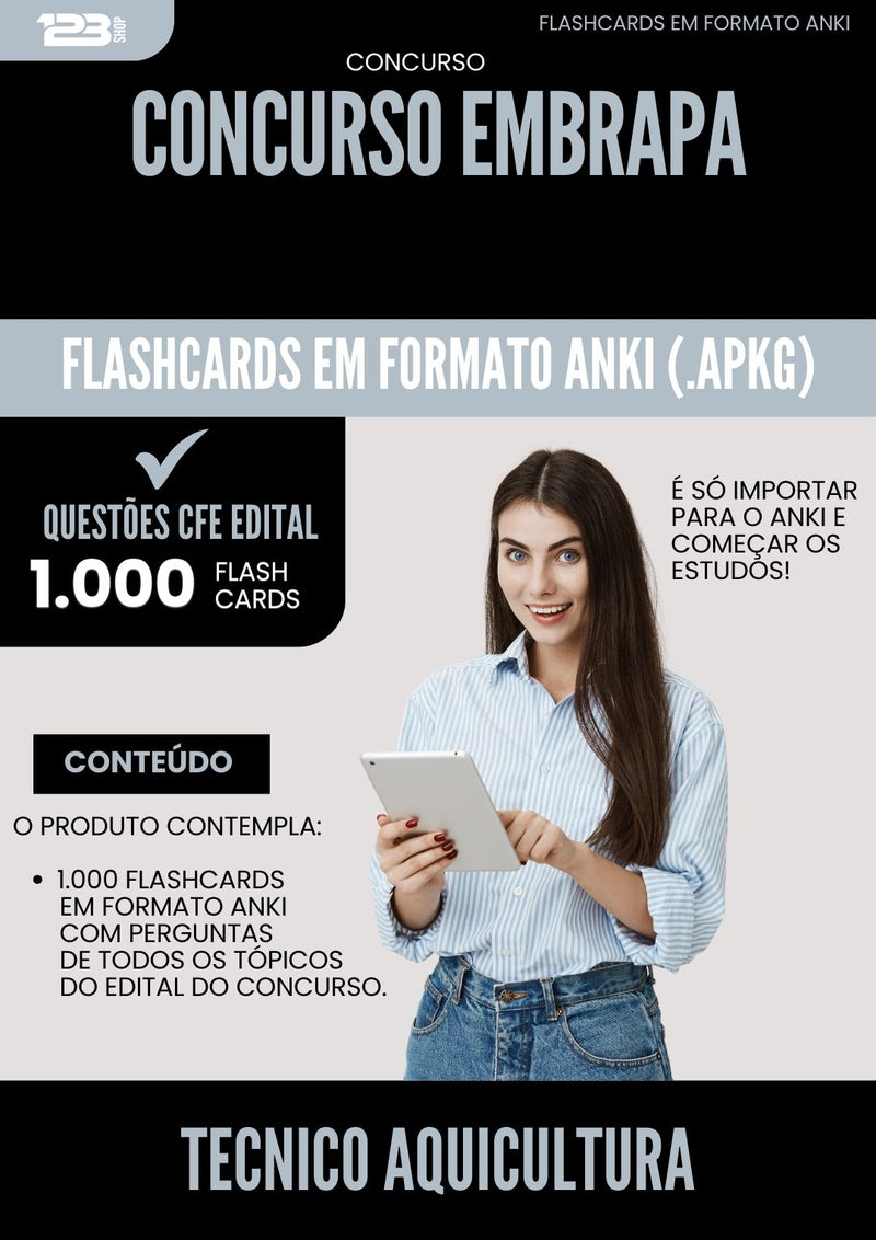 Flashcards para Concurso Tecnico Aquicultura Embrapa 2025 - 1.000 Flashcards de Acordo com Edital