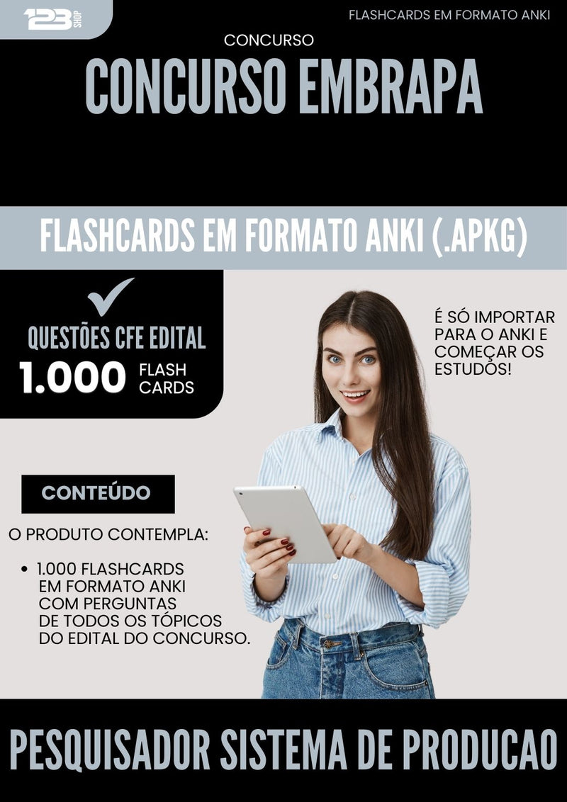 Flashcards para Concurso Pesquisador Sistema De Producao Animal Embrapa 2025 - 1.000 Flashcards de Acordo com Edital