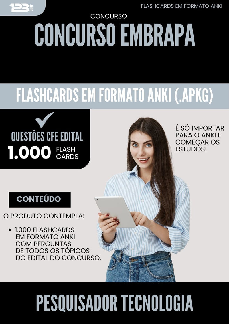 Flashcards para Concurso Pesquisador Tecnologia Alimentar Gastronomia Embrapa 2025 - 1.000 Flashcards de Acordo com Edital