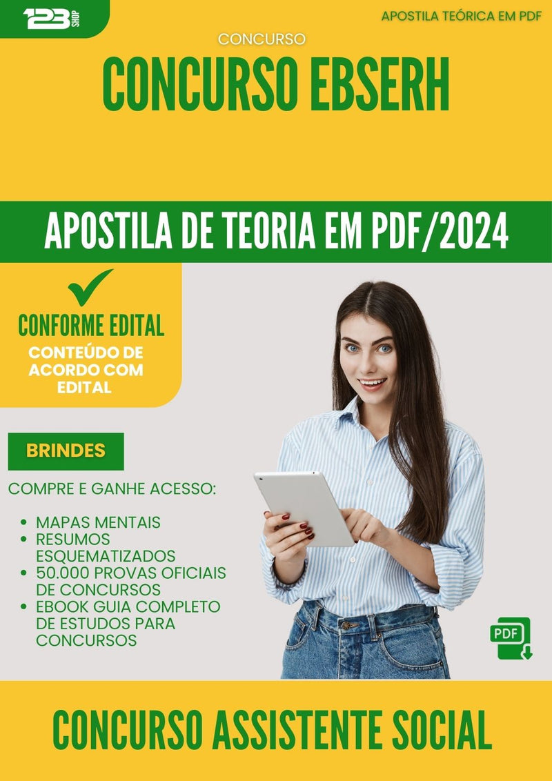 Apostila Teórica para Concurso Assistente Social Ebserh 2025 - Conteúdo de Acordo com Edital