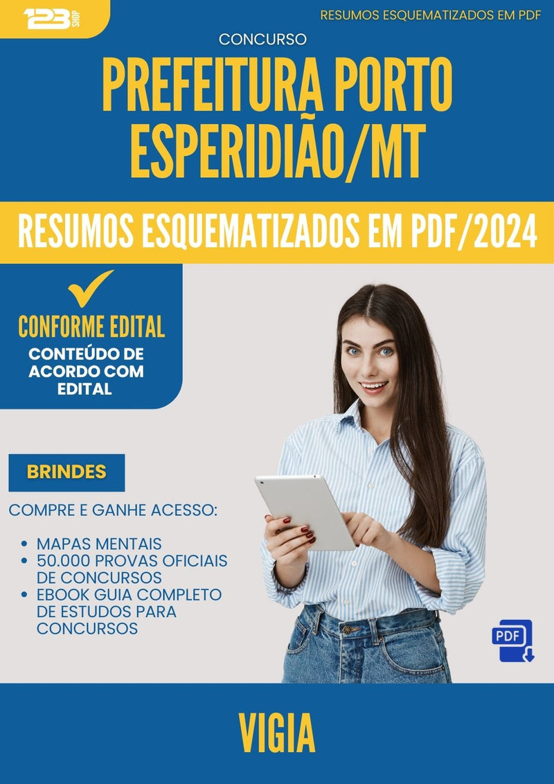 Resumos Esquematizados para Concurso Vigia da Prefeitura Porto Esperidiao Mt 2025 - Conteúdo de Acordo com Edital