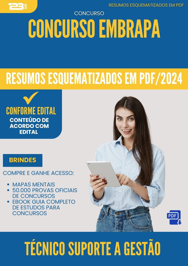 Resumos Esquematizados para Concurso Tecnico Suporte A Gestao Embrapa 2025 - Conteúdo de Acordo com Edital