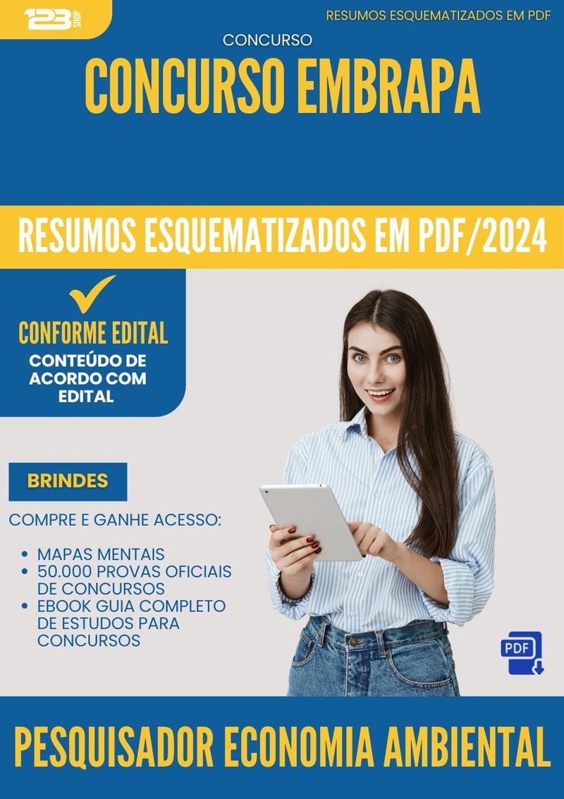 Resumos Esquematizados para Concurso Pesquisador Economia Ambiental Embrapa 2025 - Conteúdo de Acordo com Edital