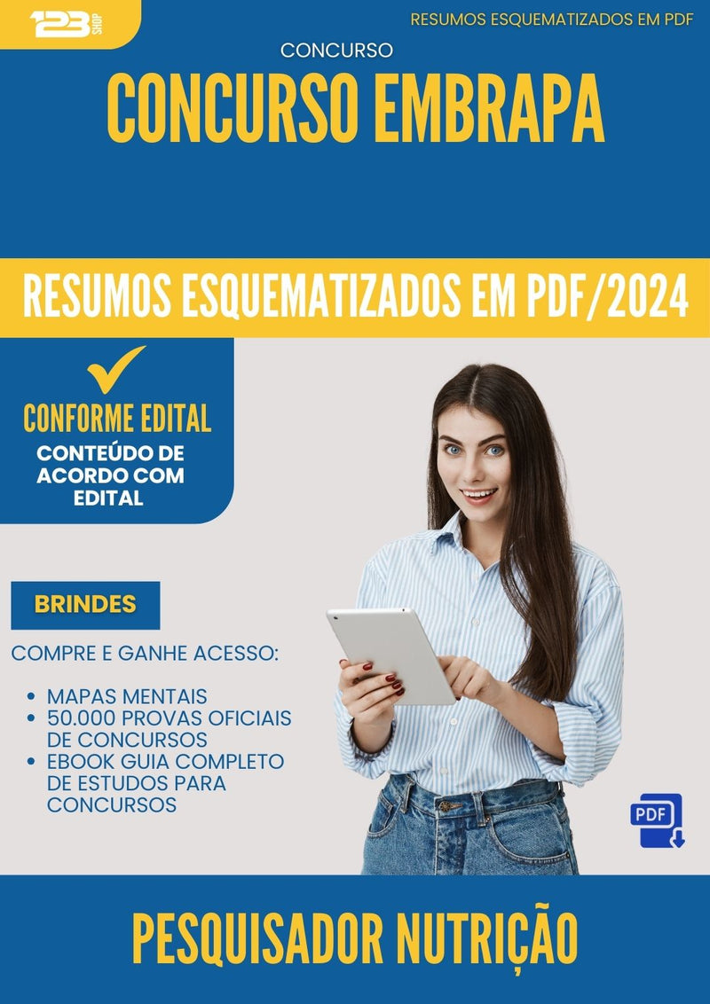 Resumos Esquematizados para Concurso Pesquisador Nutricao Embrapa 2025 - Conteúdo de Acordo com Edital