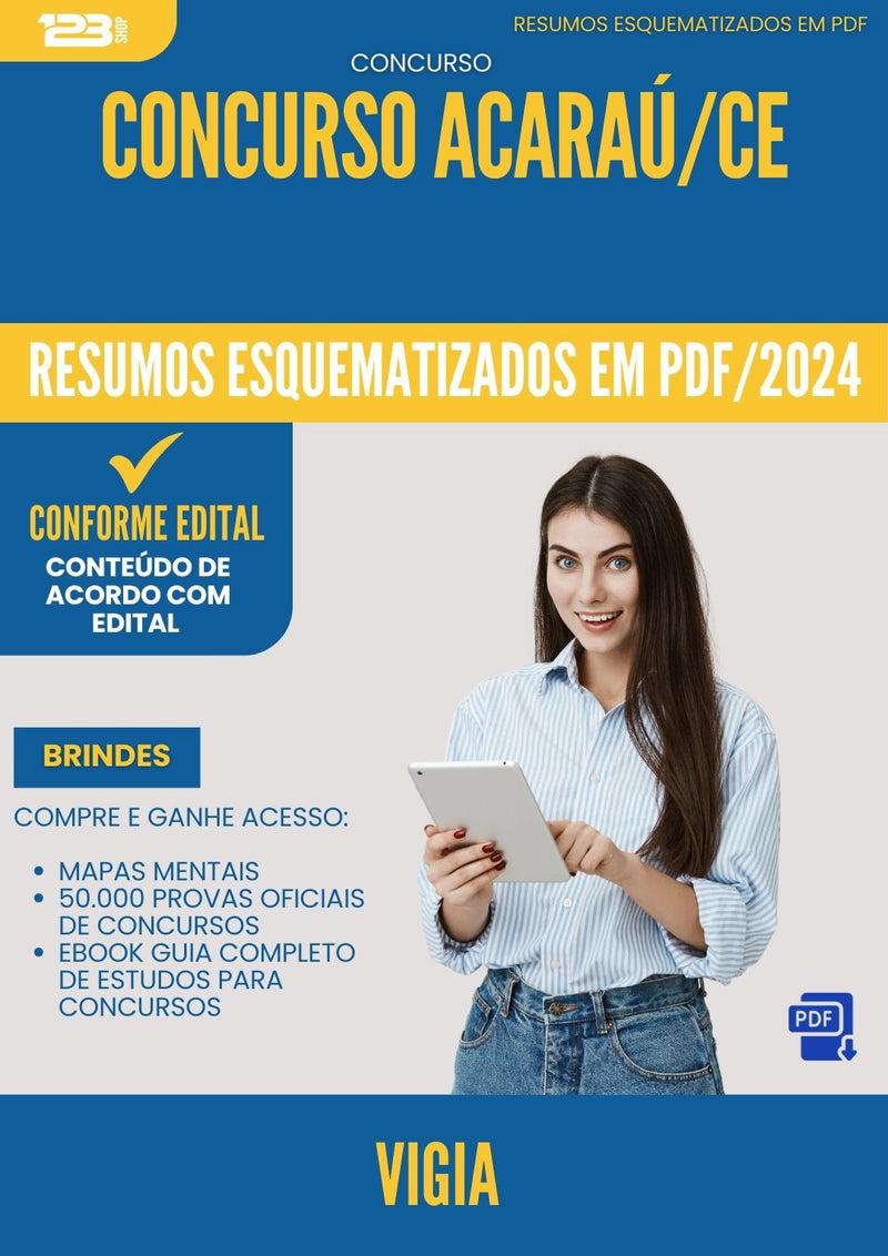 Resumos Esquematizados para Concurso Vigia da Prefeitura Acarau Ce 2025 - Conteúdo de Acordo com Edital