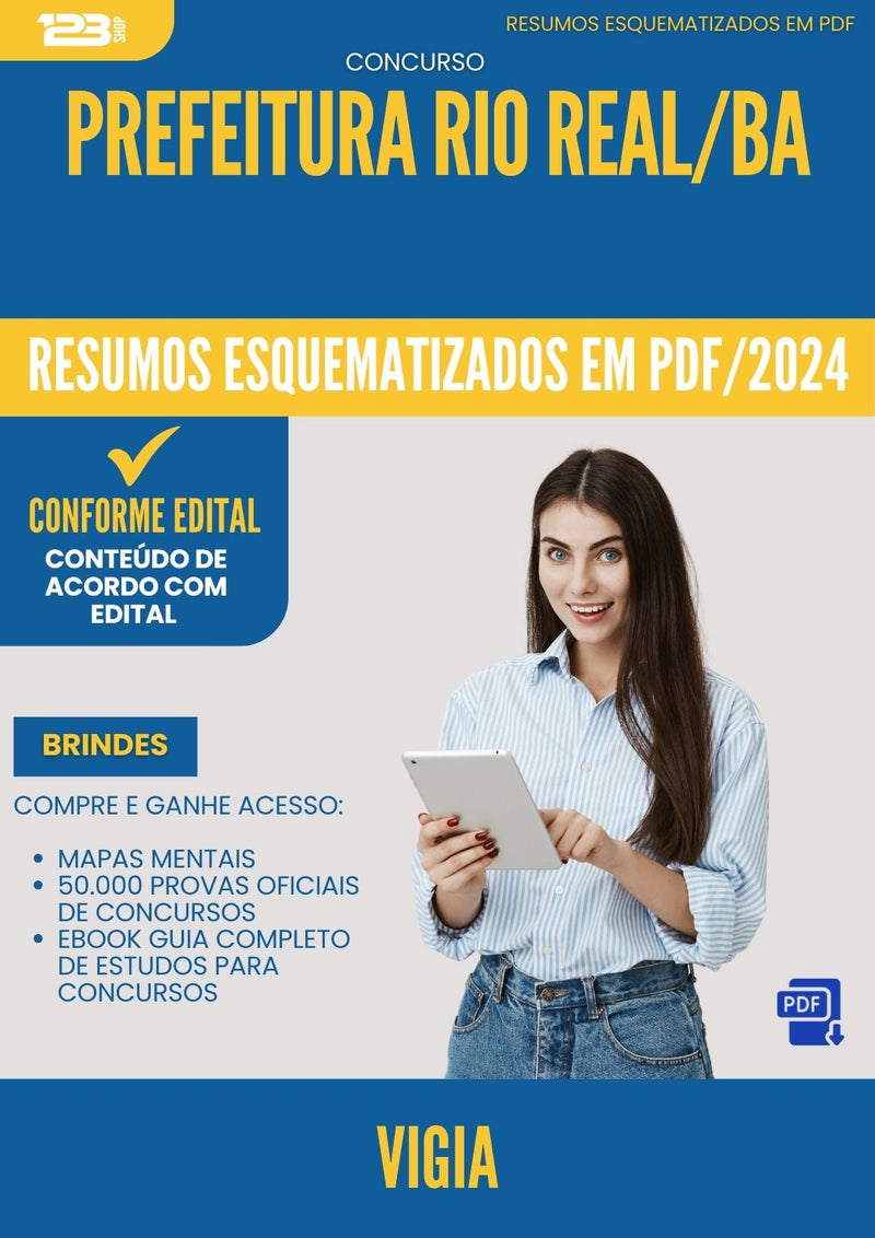 Resumos Esquematizados para Concurso Vigia da Prefeitura Rio Real Ba 2024 - Conteúdo de Acordo com Edital