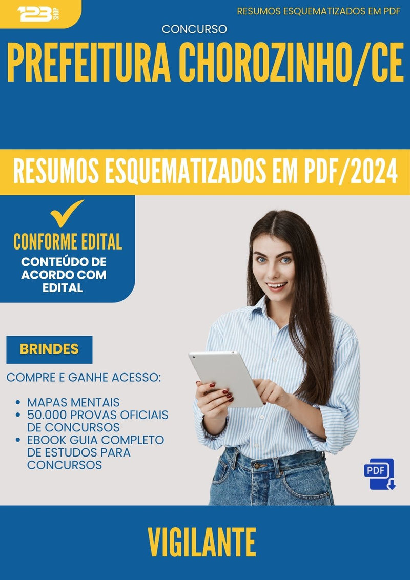 Resumos Esquematizados para Concurso Vigilante da Prefeitura Chorozinho Ce 2025 - Conteúdo de Acordo com Edital