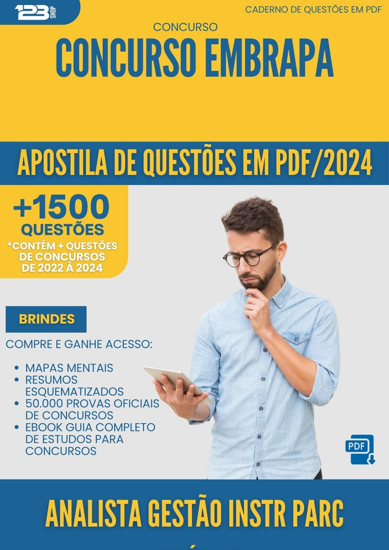 Apostila de Questões para Concurso Analista Gestao Instrumentos Parcerias Negocios Embrapa 2025 - Mais de 1.500 Questões