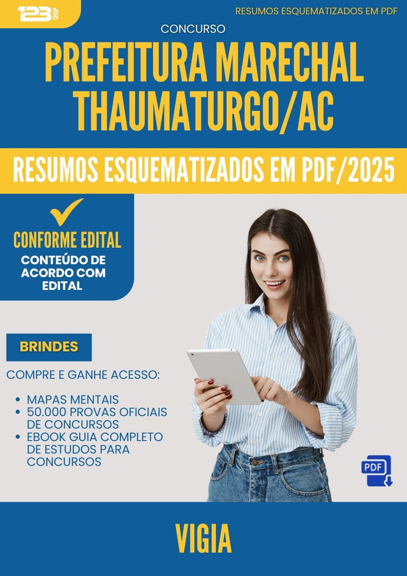 Resumos Esquematizados para Concurso Vigia da Prefeitura Marechal Thaumaturgo Ac 2025 - Conteúdo de Acordo com Edital