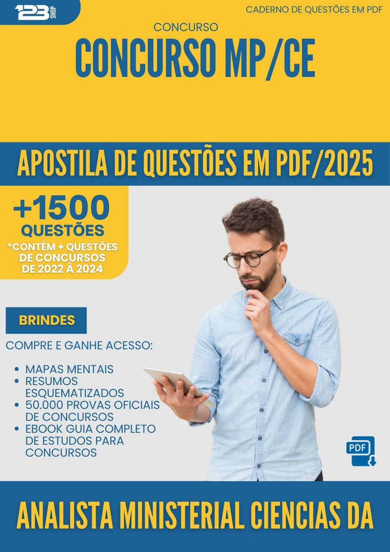 Apostila de Questões para Concurso Analista Ministerial Ciencias Da Computacao Mp Ce 2025 - Mais de 1.500 Questões