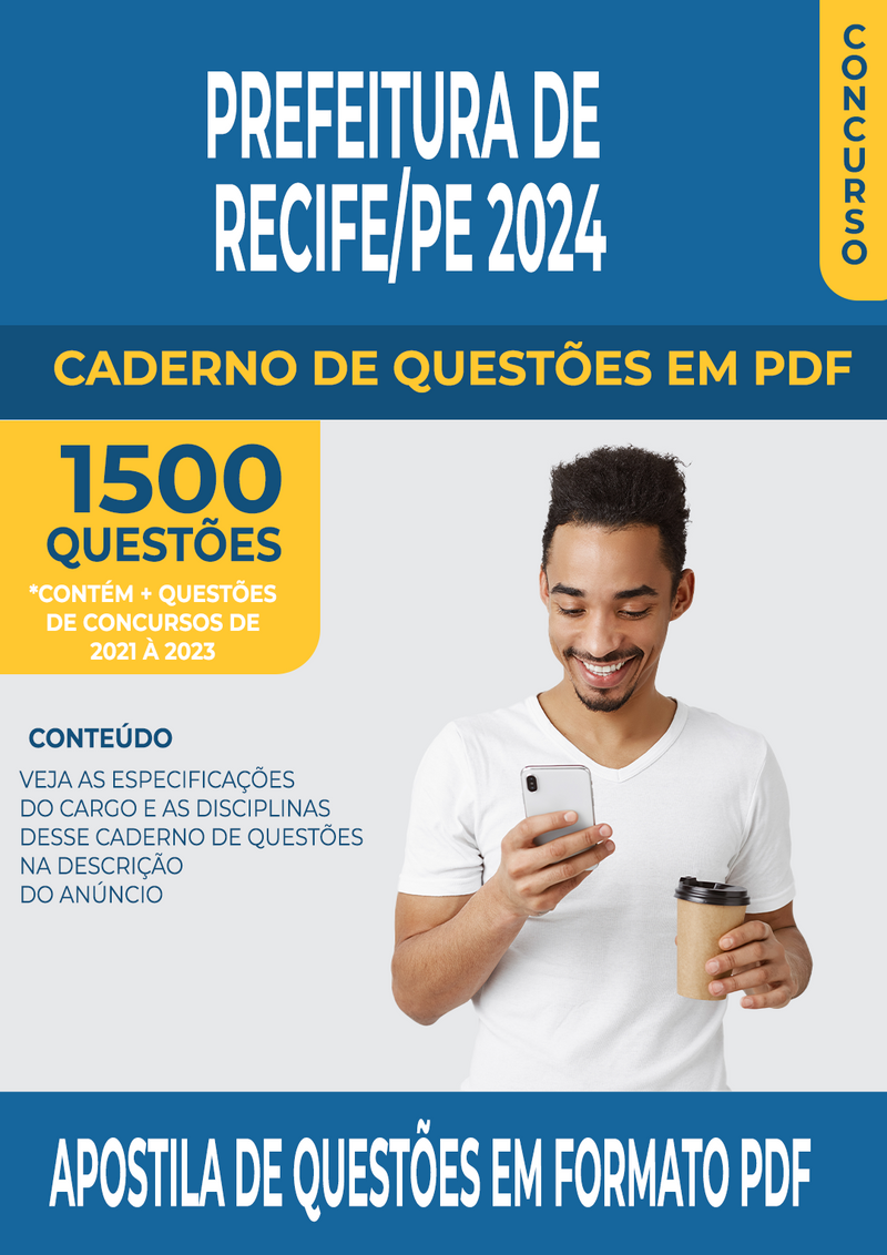 Apostila de Questões para Concurso da Prefeitura de Recife/PE 2024 para Guarda Municipal - Mais de 1.500 Questões Gabaritadas | loja123shop